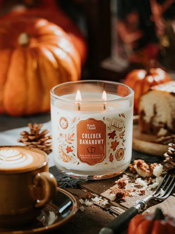 Wosk i Knot Chlebek Bananowy świeca sojowa dwuknotowa 400ml