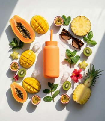 Muuki Mini Straw+Cap Tropical Papaya 500ml - obrazek 3