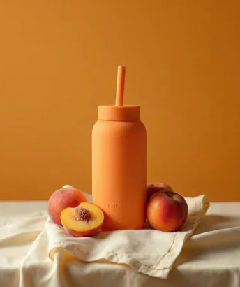 Muuki Mini Straw+Cap Tropical Papaya 500ml - obrazek 4