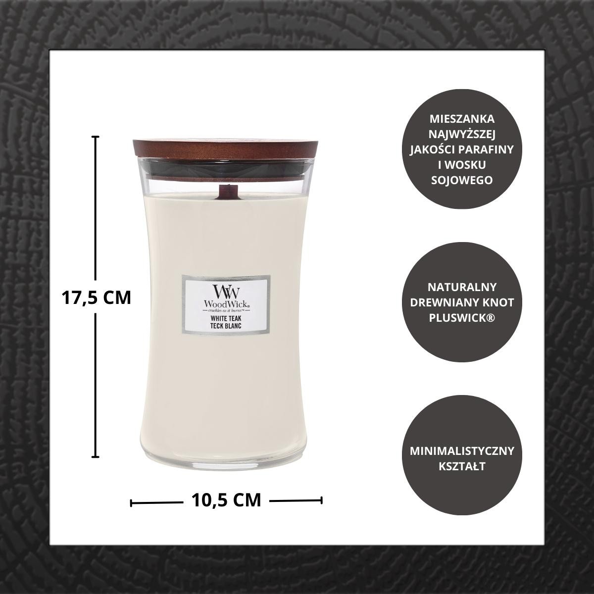 WoodWick Świeca Duża White Teak 610g - obrazek 2