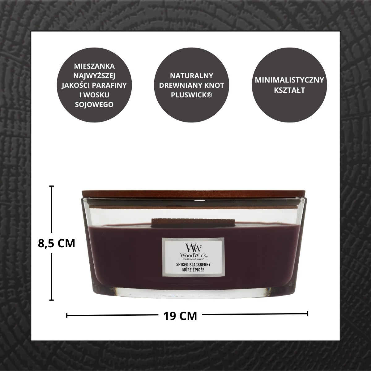 WoodWick Świeca Elipsa Black Cherry 453,6g - obrazek 3