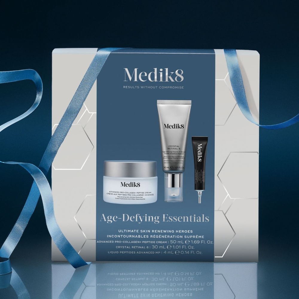 Medik8 Age-Defying Essentials – zestaw świąteczny Advanced Pro-Collagen+ Peptide Cream 50 ml + Crystal Retinal 6 30 ml + Liquid Peptides Advanced MP 4 ml - obrazek 2