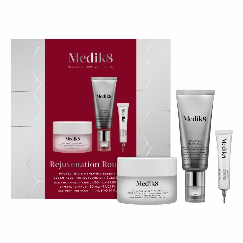 Medik8 Rejuvenation Routine – zestaw świąteczny Crystal Retinal 3 30 ml + Daily Radiance Vitamin C SPF 30 50 ml + Exo-PDRN Prismatic+ 4 ml